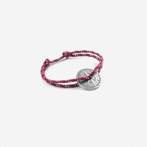 Bracelet Argent Vieilli Bordeaux et Blanc , Le Vent à la Française