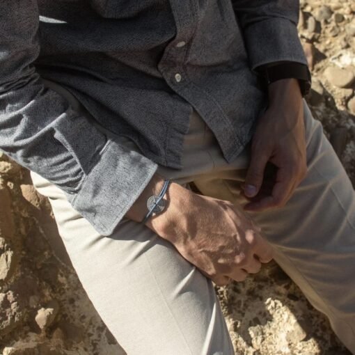 Bracelet Argent Vieilli Bleu , Le Vent à la Française