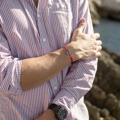 Bracelet Argent Vieilli Rouge , Le Vent à la Française