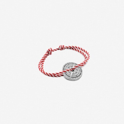 Bracelet Argent Vieilli Rouge et Blanc , Le Vent à la Française