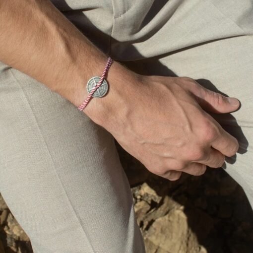 Bracelet Argent Vieilli Rouge et Blanc , Le Vent à la Française