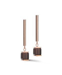 Boucles d'Oreille GeoCUBE® Or Rose-Marron, Coeur de Lion