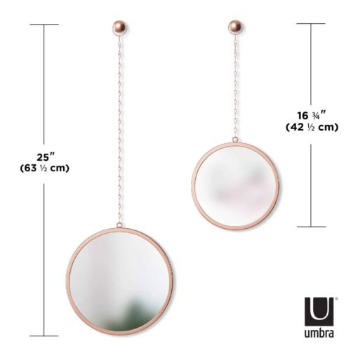 Set de 3 Miroirs Suspendus Ronds Dorés, Umbra