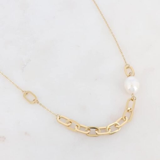 Collier Maille Dorée et Perles D'Eau Douce