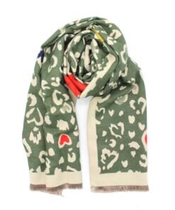 Echarpe Coeurs Kaki