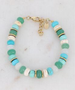 Bracelet pierres vertes et bleues-1