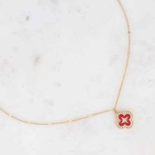 Collier Trèfle Email et Zirconiums – Image 7