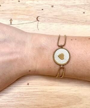 Bracelet Zirconiums Sertis Acier Doré Cœur, Zag