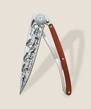 Couteau Chevaux Sauvages Bois Corail