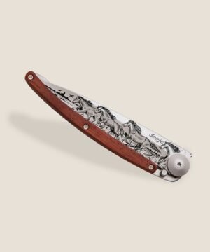 Couteau Chevaux Sauvages Bois Corail
