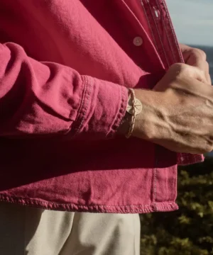 Bracelet Bois Orée, Beige et Rouge, Rose Des Vents