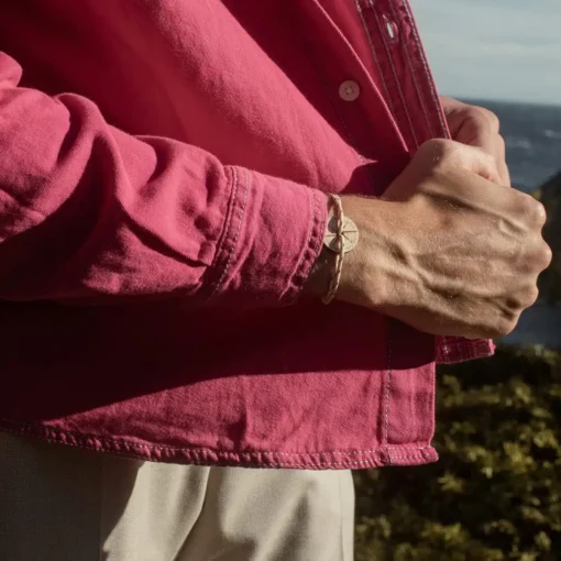 Bracelet Bois Orée, Beige et Rouge, Rose Des Vents