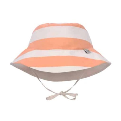 Bob Anti-UV Réversible Enfants Rayés Blanc cassé Pêche