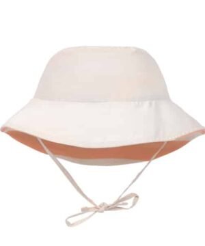 Bob Anti-UV Réversible Enfants Rayés Blanc cassé Pêche