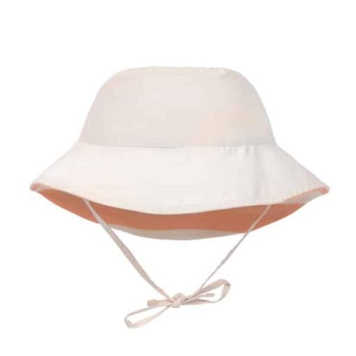 Bob Anti-UV Réversible Enfants Rayés Blanc cassé Pêche