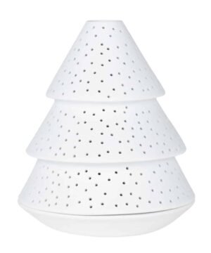 Photophore petit modèle sapin en porcelaine ajouré.