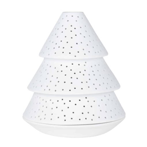 Photophore petit modèle sapin en porcelaine ajouré.