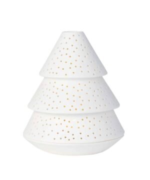 Photophore petit modèle sapin en porcelaine ajouré.