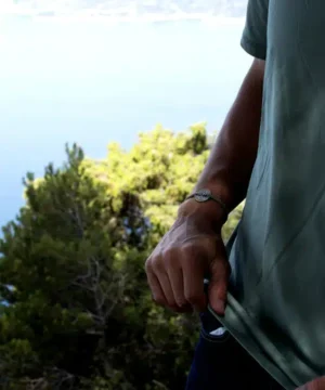 Bracelet Vieilli Garbin Bleu Pastel et Beige, Rose des Vents