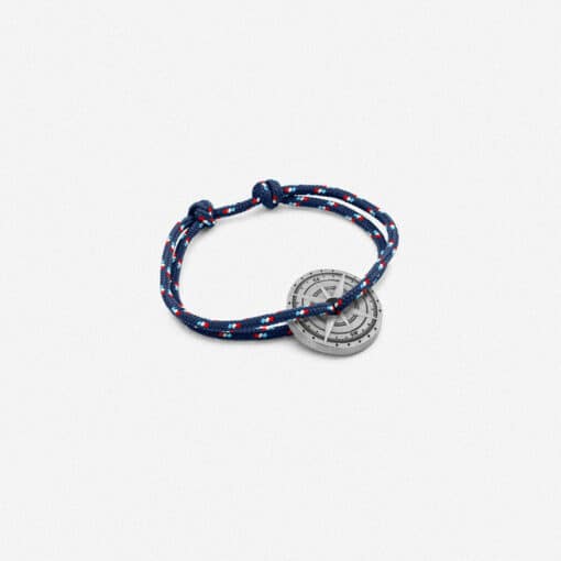 Bracelet Vieilli Cyclone Bleu marine moucheté bleu blanc rouge, Rose des Vents