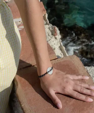 Bracelet Vieilli Cyclone Bleu marine moucheté bleu blanc rouge, Rose des Vents