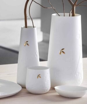 Vase en Porcelaine Feuille Dorée, Räder