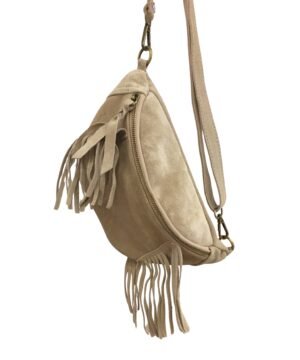 Banane Cuir Franges Taupe Clair