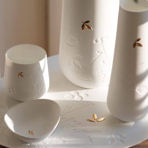 Vase en Porcelaine Feuille Dorée, Räder