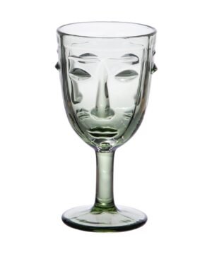 VERRE PIED VISAGE VERT