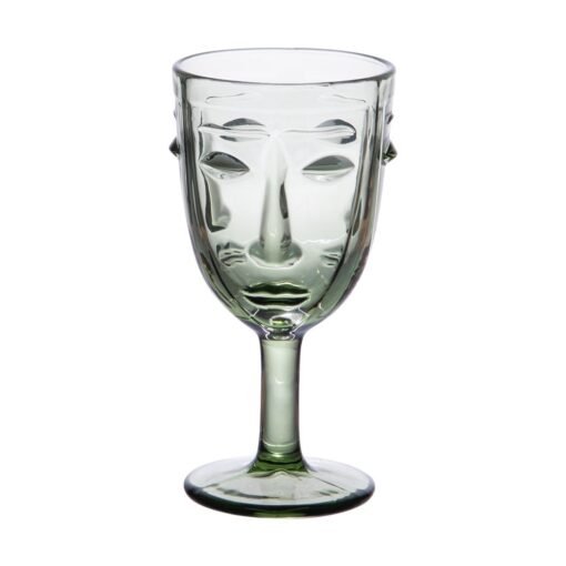 VERRE PIED VISAGE VERT