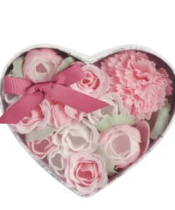 Boîte Cœur Bouquet de Savon rose et blanc, Mathilde M