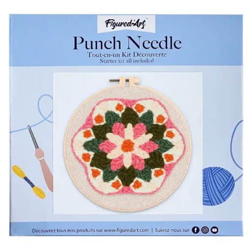 Punch Needle Couronne de Fleurs