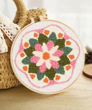 Punch Needle Couronne de Fleurs