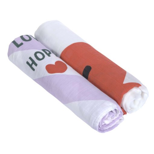 Lot de 2 Langes 120x120 Happy Rascals Lavande, Lässig