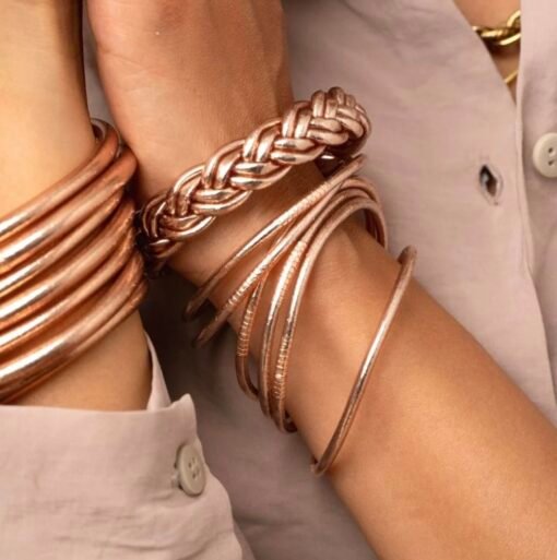 Jonc Bouddhiste Double Tressé Rose Gold