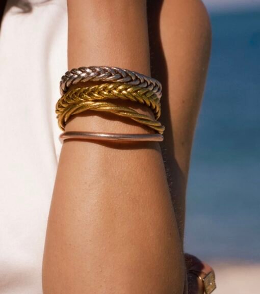 Bracelet Jonc Bouddhiste Torsadé Or