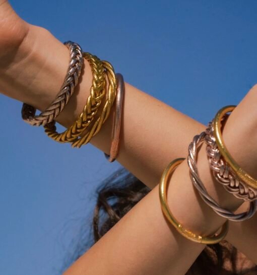 Bracelet Jonc Bouddhiste Tressé Or