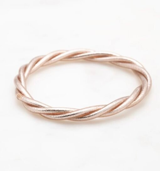 Bracelet Jonc Bouddhiste Torsadé Rose Gold