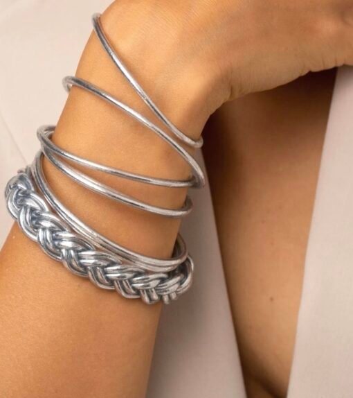Bracelet Jonc Bouddhiste Double Tressé Argent