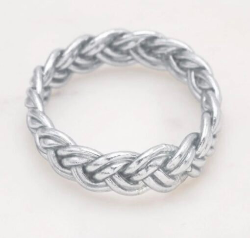 Bracelet Jonc Bouddhiste Double Tressé Argent – Image 2