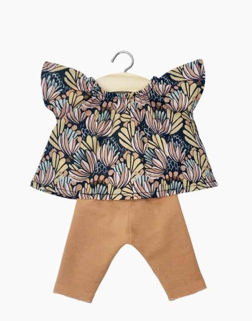 Gordis – Mazarine top Fleurs d’eau et legging en jersey cassonade, Minikane