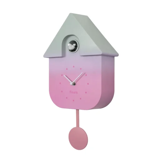Pendule Murale Coucou Gradient Vert/Rose, Fisura