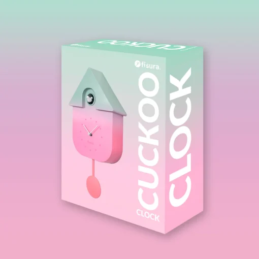 Pendule Murale Coucou Gradient Vert/Rose, Fisura