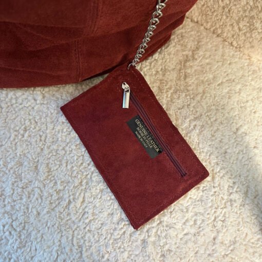 Sac Cabas Cuir Daim Bordeaux