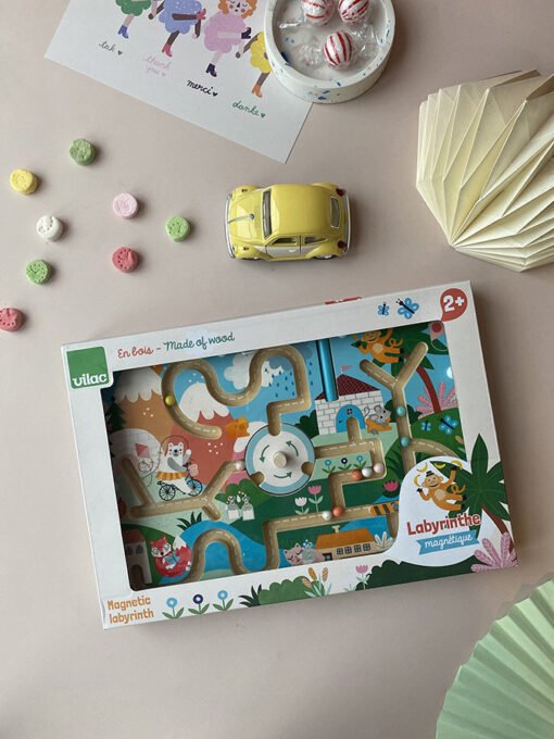 Labyrinthe magnétique en bois, Animaux rigolos
