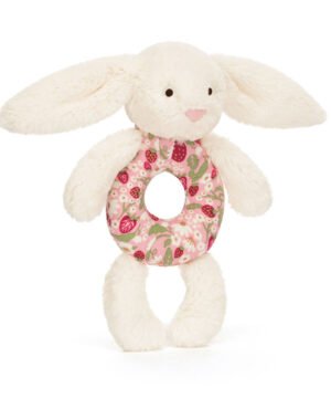 Blossom Cream Bunny 'Berry' Ring Rattle, Jellycat