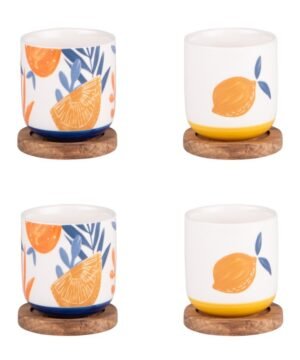 Coffret de 4 tasses avec sous tasses Sicilia 25 cl, BASTIDE