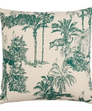 Coussin Mocoa émeraude & écru