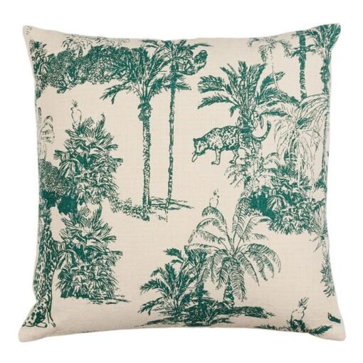 Coussin Mocoa émeraude & écru