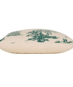 Coussin Mocoa émeraude & écru